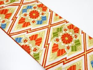 アンティーク 松皮菱に若松・菊模様織り出し袋帯(着用可)